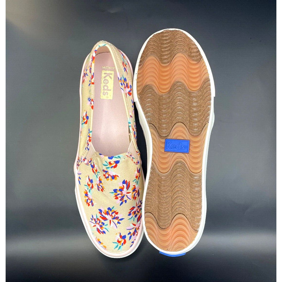 Keds Double Decker Tan Spring Floral Canvas Slip-On Sneakers Size 7.5 - Picture 5 of 9